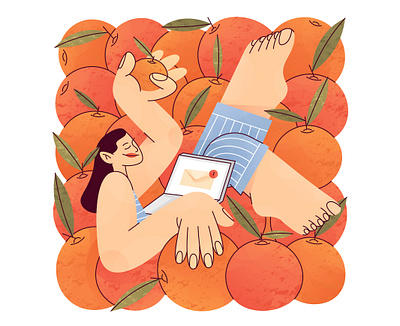 Tangerines character characterdesign flat flat illustration holidays illustration resting tangerine tangerines vector weekend