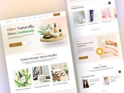 Cosmiro – Elegant & Minimal Beauty Product Landing Page UI Desig aamamun beautybrand branding design ecommercedesign fresh design graphic design landingpage mobile app design mobile app ui mobile ui ui uiux uiuxdesign uxdesign webdesign