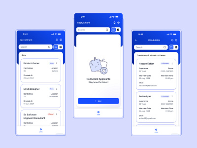 Recruitment App application job hunt mobile app mobile application recruitment ui ui ux