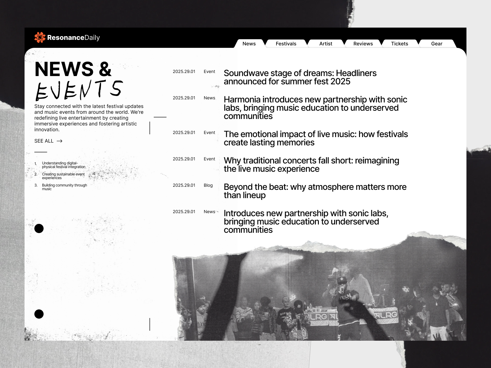 ResonanceDaily pt-1 festival grid minimal music website