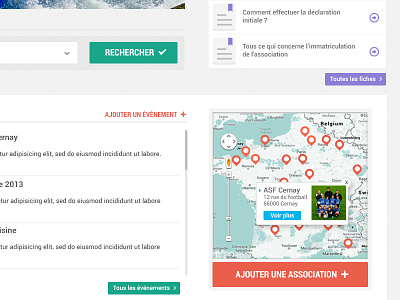 Association website - Map add date flat geolocalisation google interface map popup search ui ux webdesign