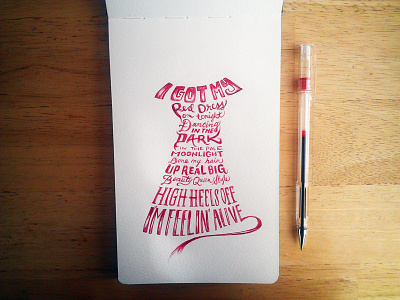 Lettering Lyrics, Lana Del Rey dress hand lettering lana del rey pen red script sketchbook typography