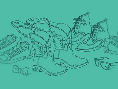 Shoes on the grass art design hipster illustration line shirt shoes tshirt