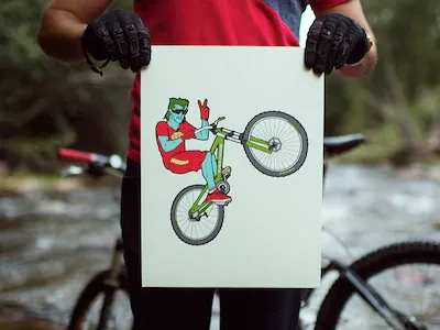 2013 Denver Artcrank Poster artcrank bicycle captain planet colorado denver mountain bike mullet poster wheelie