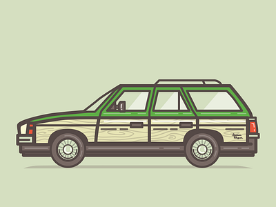 Beaver whack? car icon illustration retro station wagon wood