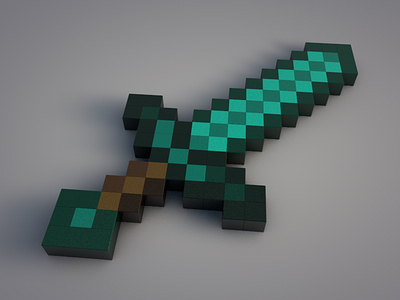 Minecraft Diamond Sword c4d cinema 4d diligence low poly minecraft render stuart wade sword sword series video game work in progress