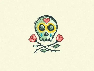 Maria's Breaks Love break cry drop logo love rose skull