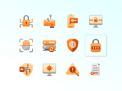 Cybersecurity Icons – Modern & Secure branding cyber icons cyber tech cybersecurity digital safety digital security encryption gradient icon icon design icons illustration minimal secure access security alert security icons shield icon tech icons threat detection uiux vector icons