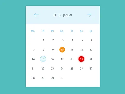 Calendar blue calendar clean flat green widget