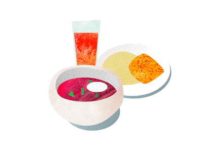 illustration for Kharkiv.Live magazine dishes food illustration magazine textures watercolors