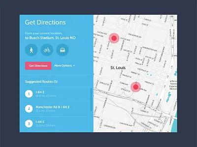 Map UI destination directions location map route travel ui ux