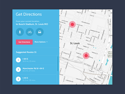 Map UI destination directions location map route travel ui ux