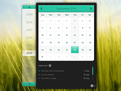 Calendar calendar flat green gui interface user