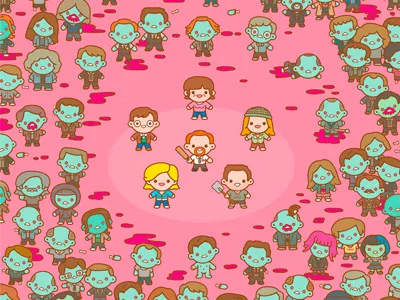 Shaun of the Dead Print character design cute edgar wright gallery1988 illustrator kawaii movies pop culture shaun of the dead