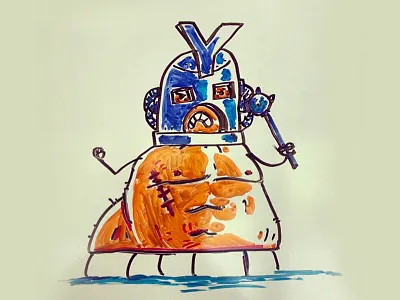 Alien Slug Overlord cartoon doodle illustration whiteboard