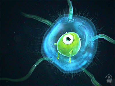 (GIF) Mike Wazowski embryo animation cartoon character gif illustration inc krolone mike monster pixar sully wazowski