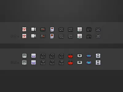 OpenEmu 1.0 Consoles @2x 16x16 32x32 @2x consoles emulator icons openemu pixel art retina video games videogames