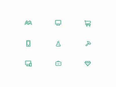 Icon Set fireworks green icons outline services