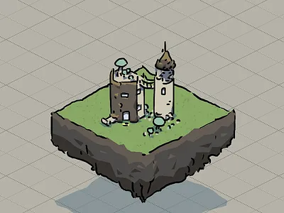 Weird House art brown cell shading game green house hovering illustration isometric line weird