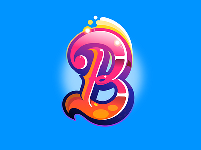 B b chrome cool filip glow gradient initial komorowski letter shine sweet typography