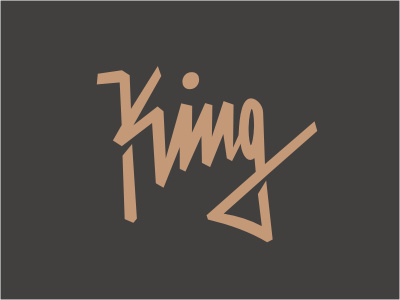 King calligraphy custom handwritten king line logo monoline royal shadow typography