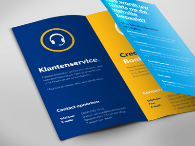 Brochure blue booking.com brochure client contact contacts customer customer service fold mockup tri yellow