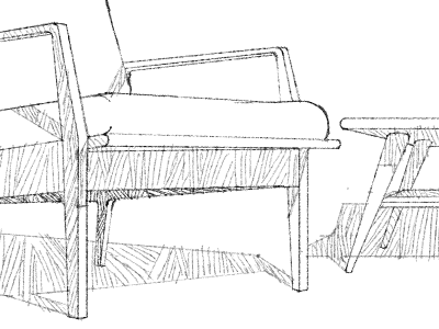 A Chair, A Table drawing furniture illustration marc aspinall perspective the tree house press tthp wip