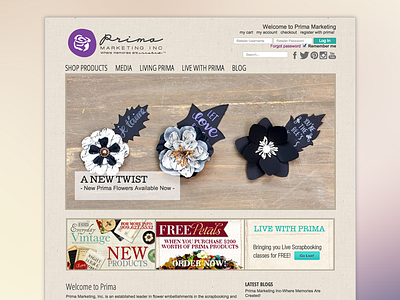 Prima Markting Inc. diy ecommerce flowers scrapbooking shopping shopping cart ui website