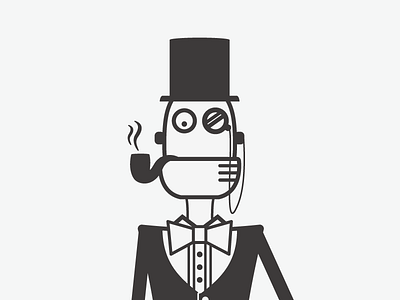 Fancy bot in the works bow tie fancy illustration monocle pipe robot robotodex