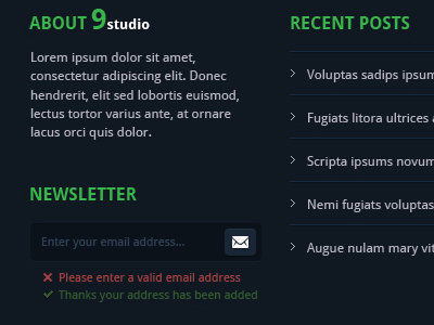 9studio | Creative Unique PSD Theme blue dark footer psd themeforest