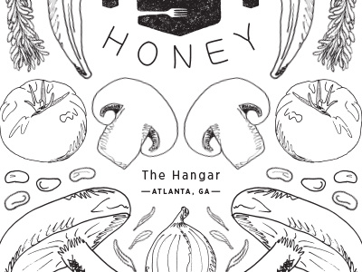 Getting Excited dinner drawing farmer food hand illustration menu mushroom organic outside poster tomato