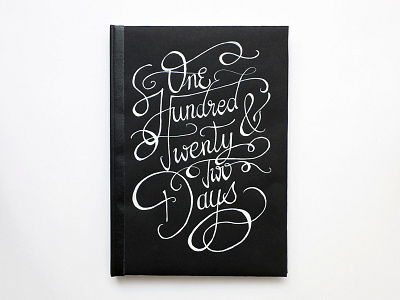 122 days black book cover ink lettering white