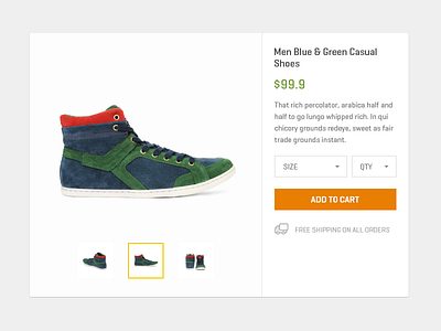 Product Page cart ecommerce flat minimal product qty size ui ux