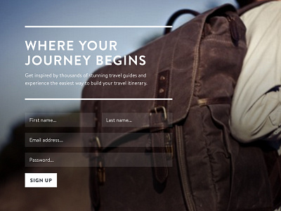 Where Your Journey Begins form signup