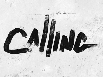 Calling black handwritten marker script typography white