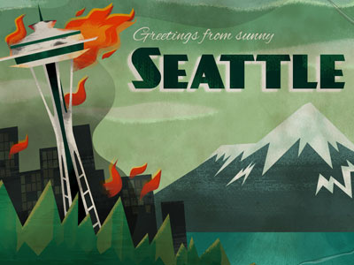 World Zombination Seattle Postcard apocalyptic postcards retro texture vintage world zombination zombies