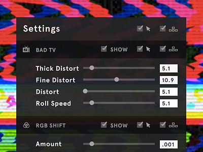 Frosty TV settings slider ui