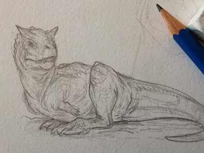 Little Carnotaurus sketch brynn carnotaurus dinosaur metheney pencil prehistoric sketch