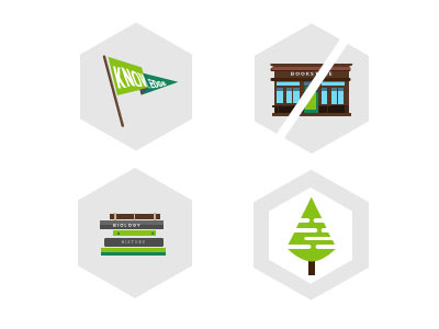 Texts.com Icon Set books bookstores brown gray green hexagon illustration