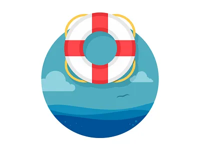 Lifesaver flat illustration lifesaver ocean
