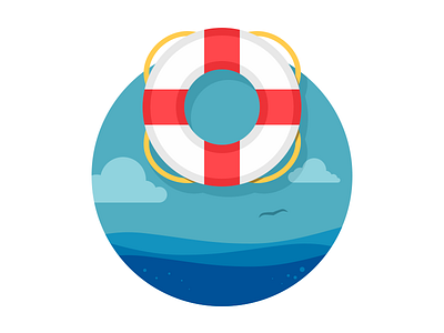 Lifesaver flat illustration lifesaver ocean