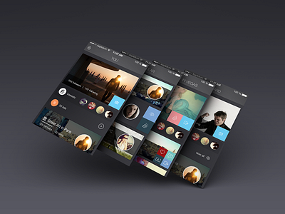 Carousel app - ios7 app badin carousel dark emilie flat gradient ios7 social media ui ux