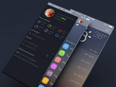 Weather application for ios 7 7 ui、app、iphone、design、ios