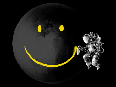 Make a Smile astronaut carbine digital digital orgasm graffiti humor moon smile space spaceman threadless