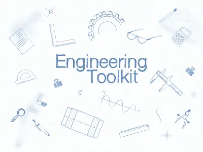 Engineering Toolkit hand drawn icons landing toolkit