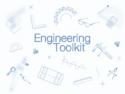 Engineering Toolkit hand drawn icons landing toolkit