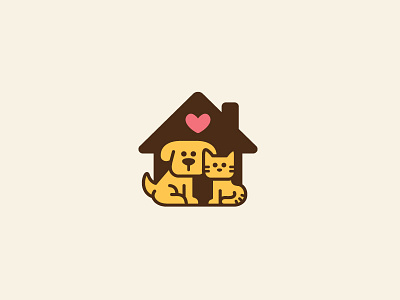 Pet Shelter Symbol brand care cat charity dog home house identity logo love pet shelter