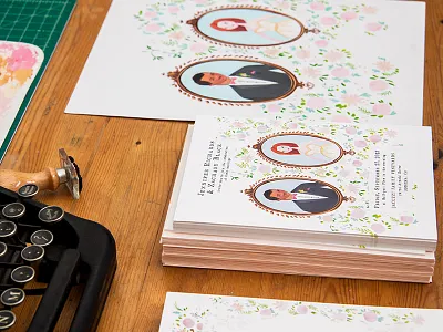 Jolly Edition Stationery desk frame illustration invitation paint real stamp stationery type typewriter wedding