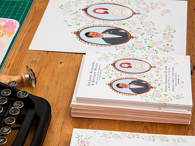 Jolly Edition Stationery desk frame illustration invitation paint real stamp stationery type typewriter wedding