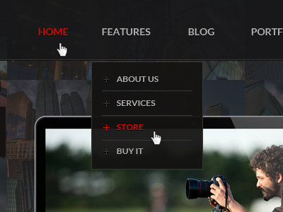 Adeline | Multipurpose PSD - Menu adeline coralix coralixthemes corporative dark menu psd red template template